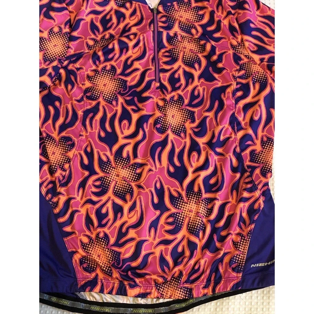 Nishiki Women's - Large -Bike Cycling Racing Jersey Shirt Orange Purple Pink Zip